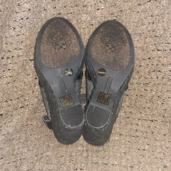 VINCE CAMUTO-Madalisa-Espadrille Platform Wedge-Black/White Textile-Sz 9.5-NM - Picture 7 of 7